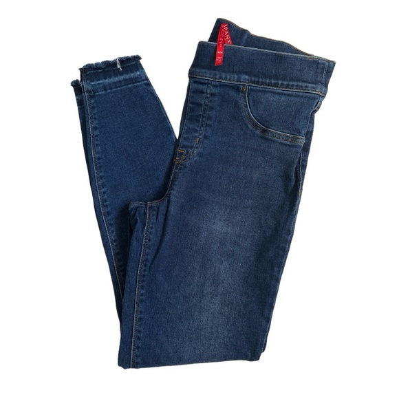SPANX / DISTRESSED ANKLE SKINNY JEANS / SZ M / MEDIUM WASH / #20203R - Picture 5 of 10